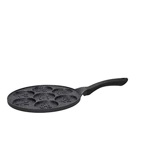 Tognana Premium Black Antihaft-Grillplatte mit Smile-Formen, 7 verschiedene Ausdrücke, geeignet für alle Herdarten, Aluminium, Schwarz, 26 cm von Tognana