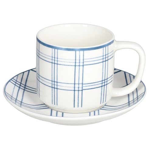 Tognana Quadro Zuckerpapier, Set mit 6 Teetassen mit Untertasse 220 cc, New Bone China, Hellblau von Tognana