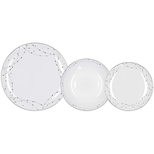 Tognana Silverlight, Tafelservice für 6 Personen, 18-teilig, Porzellan weiß von Tognana