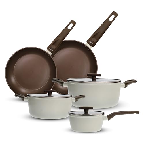 Tognana Sintonia, 8-teiliges Set aus Töpfen und Pfannen, Aluminium, grau. von Tognana