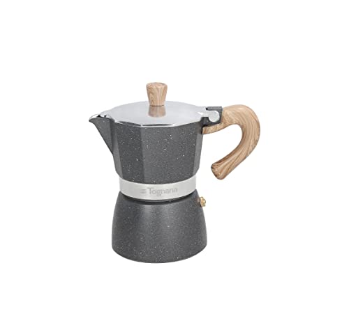 Tognana Stone & Wood Moka 1 Cup Coffee Machine, Grey von Tognana