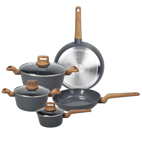 Tognana T-Care Topf- und Pfannen-Set, 8-teilig, Aluminium, dunkelgrau von Tognana