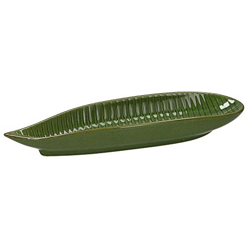 Tognana Relief Zaira Leaf Plate/Serving Bowl in the Shape and Structure of a Leaf, Green, 26.5 x 7 x 3.5 cm, Ceramic von Tognana