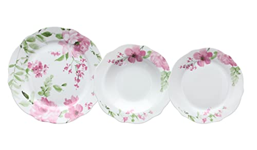 Tognana Wildrose 18-teiliges Tellerservice für 6 Personen, Blumenporzellan Tognana Wildrose 18-teiliges Tellerservice für 6 Personen, Blumenporzellan von Tognana