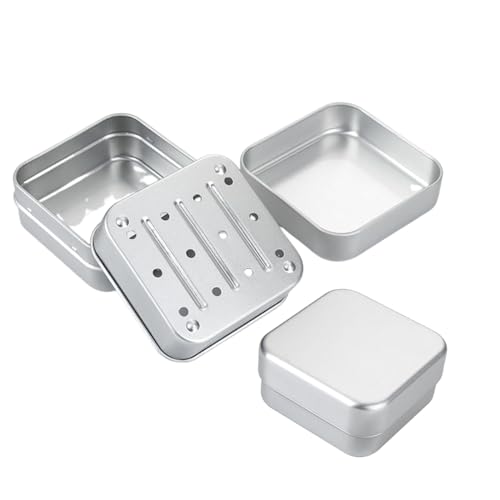 2 Stück Rasierseife Box Herren, Seifendose mit Abtropfgitter, Seifenbox Reise Wasserdicht aus Aluminium, Seifenschale Klein für Reise,Festes Shampoo Seifendose, Premium Seifenbox mit Ablaufsieb von TogtherKings