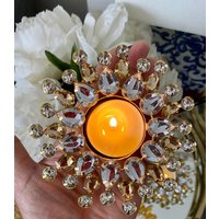 Teelicht Kerzenhalter Metall Weiß Und Goldene Steine Diyas L Diwali Decor Navratri Karwachauth Thaal von Tohfaa