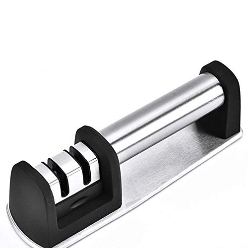 ToiM Profi-Messerschärfer für gerade und gezackte Messer, 2/3 Stufen, Edelstahl-Keramik-Wetzstein, beschichtetes Schleifscheibensystem, 20cm ABS + Tungsten carbide + Ceramic von ToiM