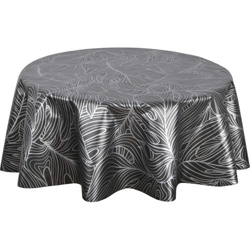 Nerv Wachs-Tischdecke, rund, Perlmutt, Durchmesser 150 cm, Schwarz Nerv Wachs-Tischdecke, rund, Perlmutt, Durchmesser 150 cm, Schwarz von Toilinux.com