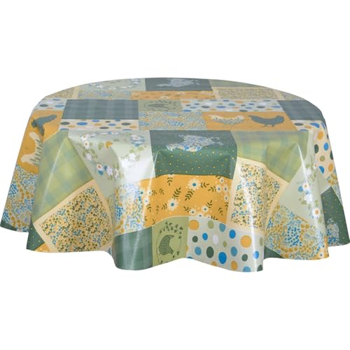 SOCOQ Wachs-Tischdecke, rund, Motiv: Hühner, Durchmesser 150 cm SOCOQ Wachs-Tischdecke, rund, Motiv: Hühner, Durchmesser 150 cm von Toilinux.com