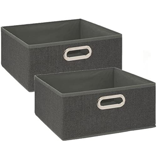 Toilinux.com Aufbewahrungsboxen aus Stoff, 31 x 15 cm, Dunkelgrau meliert, 2 Stück von Toilinux.com