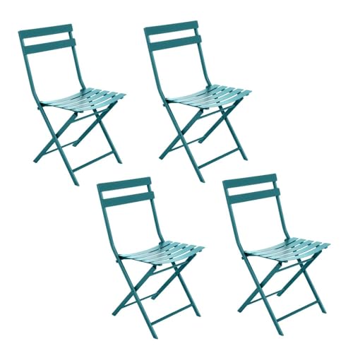 Toilinux.com Greensboro Gartenstuhl, zusammenklappbar, Metall, Entenblau, 4 Stück Toilinux.com Greensboro Gartenstuhl, zusammenklappbar, Metall, Entenblau, 4 Stück von Toilinux.com