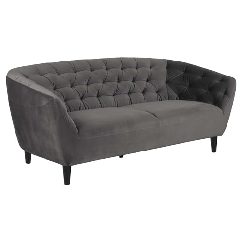 Toilinux.com Sofa Ria aus Samt – 3-Sitzer – Dunkelgrau von Toilinux.com