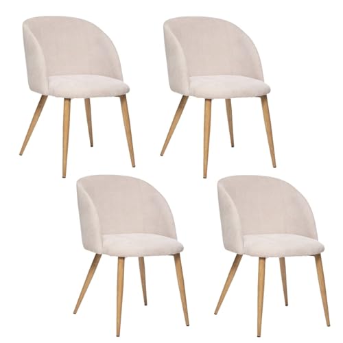 Toilinux.com Stuhl-Set mit 4 Stühlen aus Cord und Beinen in Buchenholzoptik Celeste, Beige Toilinux.com Stuhl-Set mit 4 Stühlen aus Cord und Beinen in Buchenholzoptik Celeste, Beige von Toilinux.com