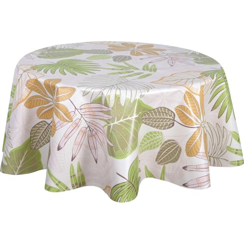 Wachstischdecke Tischdecke rund Dschungel Mallorca Ø 135 cm beige von Toilinux.com