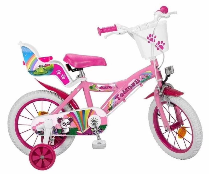 Toimsa Bikes Kinderfahrrad 16 Zoll Kinder Mädchen Fahrrad Kinderfahrrad Pink Rad Bike Fantasy, 1 Gang, Puppensitz, Korb, Stützräder von Toimsa Bikes