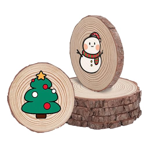 5 Stücke Holzscheiben, 14-15cm Durchmesser Holz Log Scheiben, Runde Naturholz Baumscheiben Ohne Loch, Unvollendete Holzkreise für DIY Basteln Hochzeit Weihnachten Dekoration von Toionmm