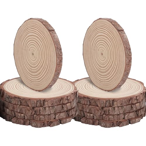 10 Stücke Holzscheiben, 12-13cm Durchmesser Holz Log Scheiben, Runde Naturholz Baumscheiben Ohne Loch, Unvollendete Holzkreise für DIY Basteln Hochzeit Weihnachten Dekoration 10 Stücke Holzscheiben, 12-13cm Durchmesser Holz Log Scheiben, Runde Naturholz Baumscheiben Ohne Loch, Unvollendete Holzkreise für DIY Basteln Hochzeit Weihnachten Dekoration von Toionmm