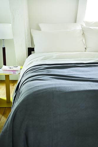 Toison d'or Decke Narvik doppelseitig aus Polyester, 240 cm x 300 cm, Stahl/Natur von Toison d’or