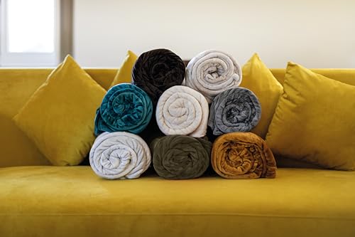 Toison d'or Decke Velvet Microvelours Polyester Uni, 240 cm x 260 cm Größe, See von Toison d’or