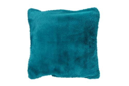 Toison d'or Kissen Mellow aus Polyester, Kunstfell, 45 cm x 45 cm, Pfau, Blau von Toison d’or