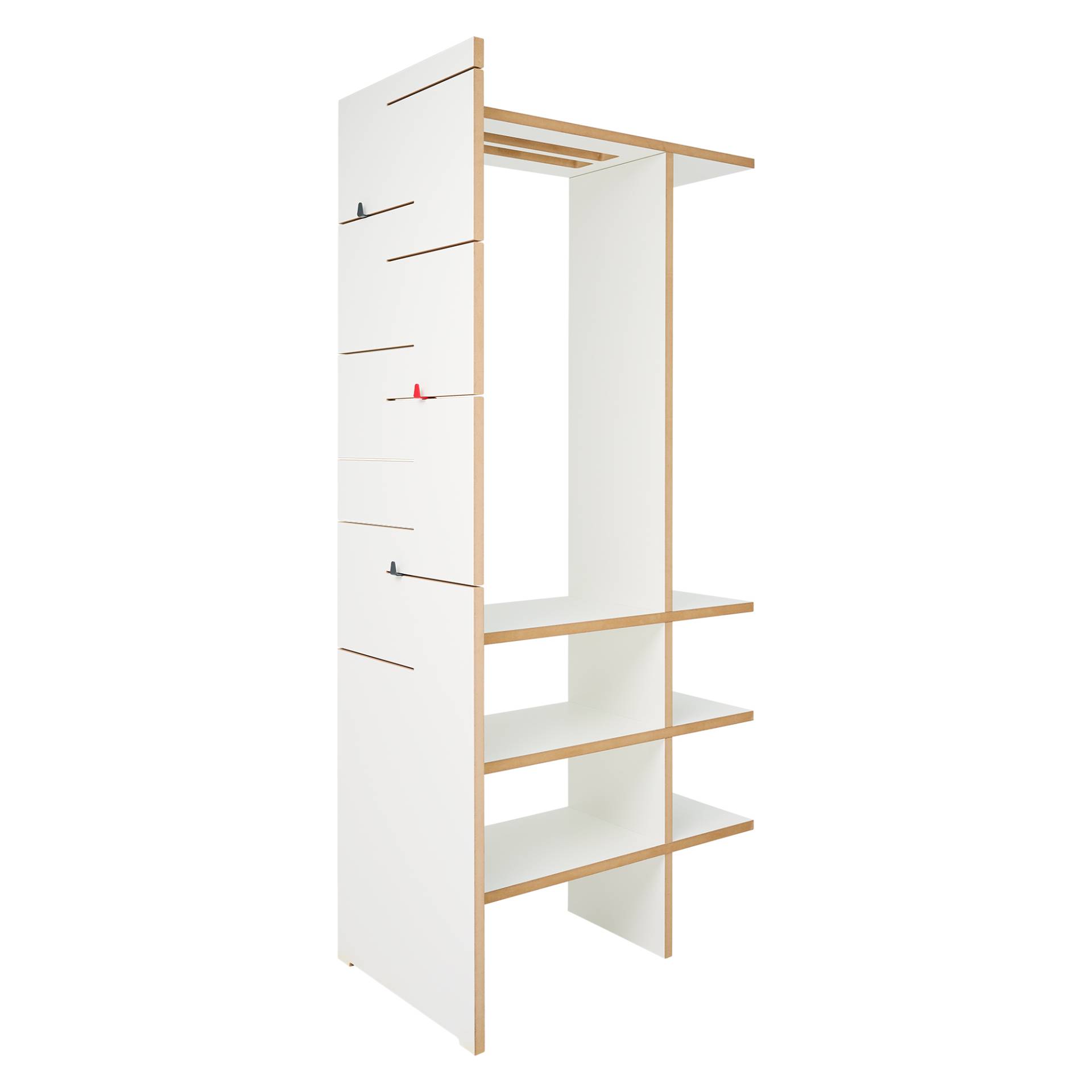 Tojo - Angeber 800 Garderobe - weiß/MDF beschichtet/BxHxT 80x180x50cm/mit 3 Haken von Tojo