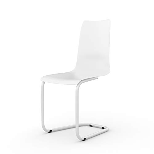 Tojo Stuhl | Freischwinger Stühle mit austauschbarer Sitzschale Filigraner Schwingstuhl für Küche/Arbeitszimmer/Büro | Moderne Konferenzstühle/Schreibtischstühle (Weiß) von Tojo