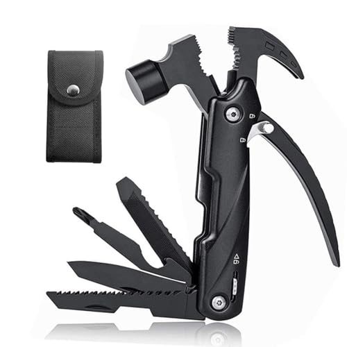 12 in 1 Multitool Hammer, Multitool Hammer für Manner, Geschenk für Männer Papa Ehemann, Hammers Tool für Camping Wandern Notfall Überleben im Freien von Tokaneit