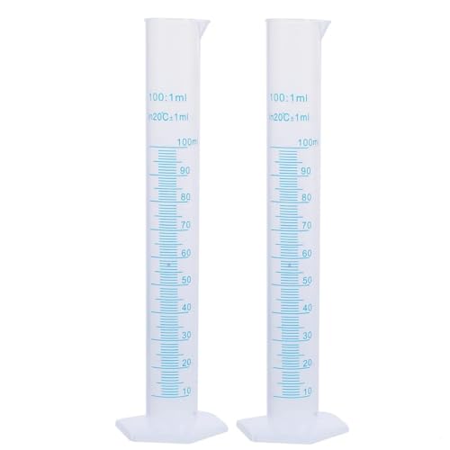 2 Stück Messzylinder, Flüssigkeitsmesswerkzeug, Messbecher 100ml, Transparent Messzylinder, Messzylinder aus Kunststoff, Labor-Reagenzglas 2 Stück Messzylinder, Flüssigkeitsmesswerkzeug, Messbecher 100ml, Transparent Messzylinder, Messzylinder aus Kunststoff, Labor-Reagenzglas von Tokaneit