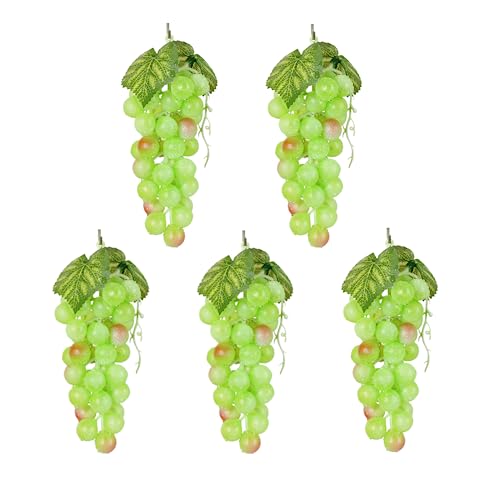 5 Stück Künstliche Trauben, Simulierte Fruchttauben, Gefrostet Trauben Gummi Trauben Deko Kunststoff Weintrauben, Verwendet für ObstpräSentation, Weindekoration Usw (Grün) von Tokaneit