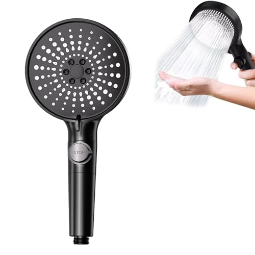 Duschkopf Handbrause,Wassersparender Duschkopf,Hochdruck Handbrause,Handbrause,Hochdruck Duschkopf,Handbrause für Badezimmer,Energiespar Duschkopf,Booster Duschkopf mit 5 Strahlarten Schwarz Tokaneit von Tokaneit