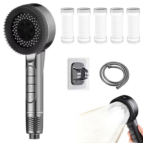 Duschkopf Wassersparend Universal,Hochdruck Duschkopf,Einstellbare Handbrause,Dusche,Wassersparende Duschköpfe,Handbrause,mit Duschschlauch 1.5 m und Halterung und 5 Patronen Tokaneit von Tokaneit