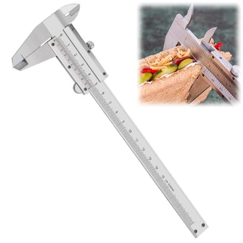 Messschieber, Schieblehre mit Feststellschraube, Messschieber Analog Rostfrei, Genauigkeit Messschieber Analog, Edelstahl Messschieber für Haushalt und Industrie Messung cm/mm Doppelskala (0-150mm) von Tokaneit