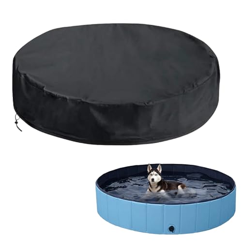 Poolabdeckung Rund für Hundepool,Wasserdicht UV Schutz Kinderpool Planschbecken Abdeckung,Faltbare Wasserdicht Hundepool Abdeckung,Poolabdeckung,Poolabdeckung mit Kordelzug 122 x 30 cm Tokaneit von Tokaneit