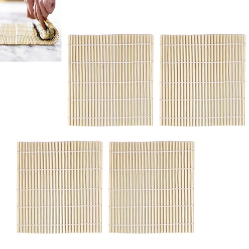 Tokaneit Bambusmatte Sushi,Natürliche Bambus Rollen Matte,Wiederverwendbare Sushi Rollmatte,Küche Sushi Matte,Natürliche Bambus Sushi Matte,Werkzeuge zur Herstellung von Sushi 24 x 24cm 4 Stücke von Tokaneit