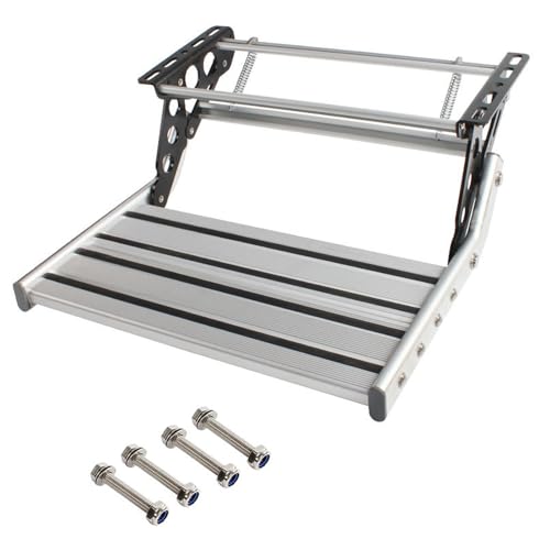 Aluminium Wohnmobil Trittstufen Klappbar, Wohnmobil Wohnwagen Ausziehbare Herunterklappbare Leiter Trittstufe, Wohnwagenleiter für Reiseanhänger/LKW von Tokenhigh