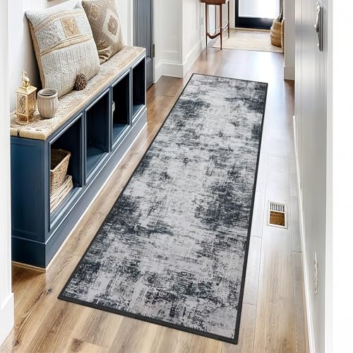 Teppich Wohnzimmer, Retro Abstrakt Waschbarer Kurzflor Teppich Schlafzimmer, Modern Meliert Verwischt Design Groß Rutschfest Weiche Maschinenwaschbar Flurteppich, für Esszimmer Büro (A, 65×180 cm) von Tokenhigh