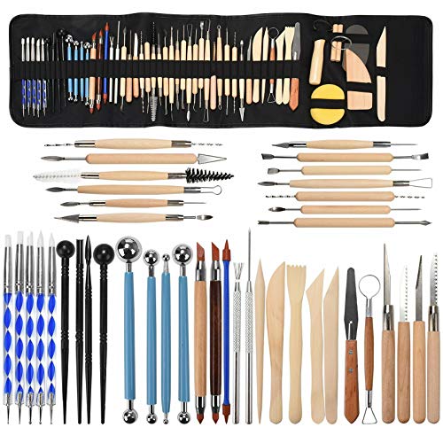 Töpferwerkzeug Set,52Pack Werkzeug Ton, Keramik Werkzeug-Set, Modellierung Ton Werkzeug,Keramik Sculpting Ton Werkzeug mit eine Aufbewahrungstasche für Töpfer Künstler für Halloween von Tokenhigh