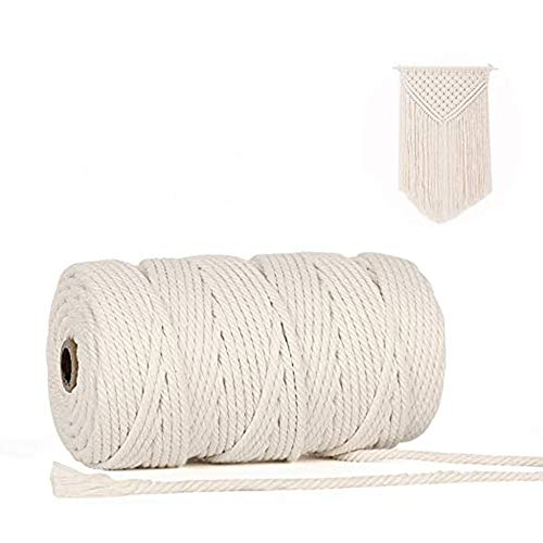 4mmx100m Baumwollgarn Baumwollkordel Naturkordel Makramee Garn Kordel Stricken Baumwollschnur Baumwolle für DIY Handwerk Basteln Wandbehang Pflanzenhänger Beige von Tokenhigh