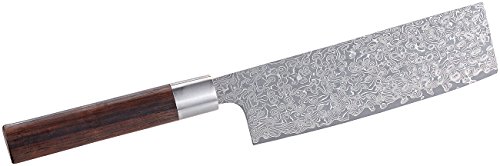 TokioKitchenWare Damast Messer: Handgefertigtes Marken-Damast-Hackmesser mit 17-cm-Klinge (Santokumesser, Santoku-Messer Damast, Geschenkideen) von TokioKitchenWare