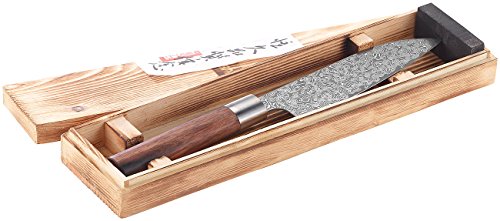 TokioKitchenWare Santoku Damastmesser: Handgefertigtes Marken-Damast-Santokumesser mit 16-cm-Klinge (Santoku Damast, Premium-Messer, Geschenkideen) von TokioKitchenWare