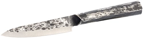 TokioKitchenWare Asiatische Messer: Allzweckmesser mit 14-cm-Klinke und Stahlgriff, handgefertigt (Asien-Messer, Handgefertigte Messer, Santoku) von TokioKitchenWare