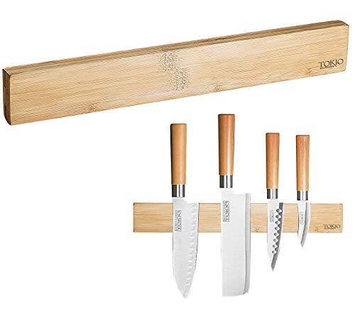 TokioKitchenWare Magnet Messerleiste: Originelle Messer-Magnetleiste aus echtem Bambus-Holz (Magnetleiste Messer selbstklebend, Magnetleiste Küche, Flaschenöffner) von TokioKitchenWare