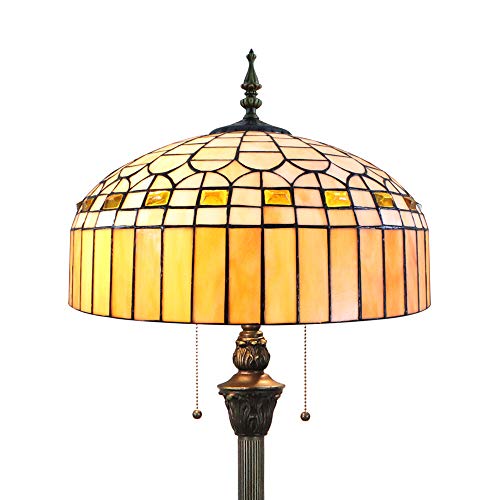 Tokira Tiffany Stil Hohe 64 Zoll Stehlampe Vintage, Gelb Lampenschirm Retro Minimalist Glasmalerei Bodenleuchte Leselampe(Enthält keine Glühbirne) von Tokira