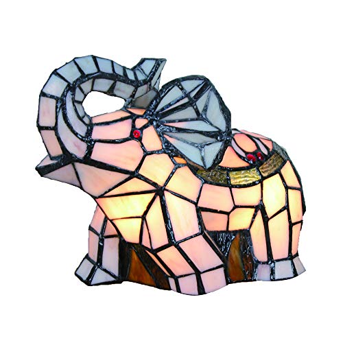 Tokira Tiffany Stil Weißer Elefant Neben Tischlampe Handgefertigte Glasmalerei Schreibtischlampe Europäische Kreative Schöne Schlafzimmer Kinderlampe Weihnachten Muttertag Geschenk Nachtlicht von Tokira