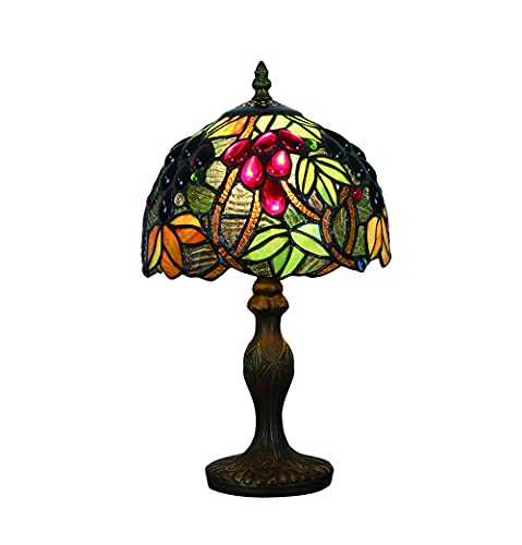 Tokira Tiffany Tischlampe Vintage, E14 Glasmalerei Deko Landhausstil Nachtlicht, Rote Trauben Tischlampe for Schlafzimmer/Wohnzimmer/Kinderzimmer [Ohne Glühbirnen] von Tokira