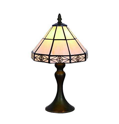 Tokira Tiffany Tischlampen 8 Zoll, E14 Vintage Weißer Einfacher Stil Glasmalerei Lampen für Wohnzimmer Schlafzimmer Nacht Modern(Ohne Glühbirnen) von Tokira