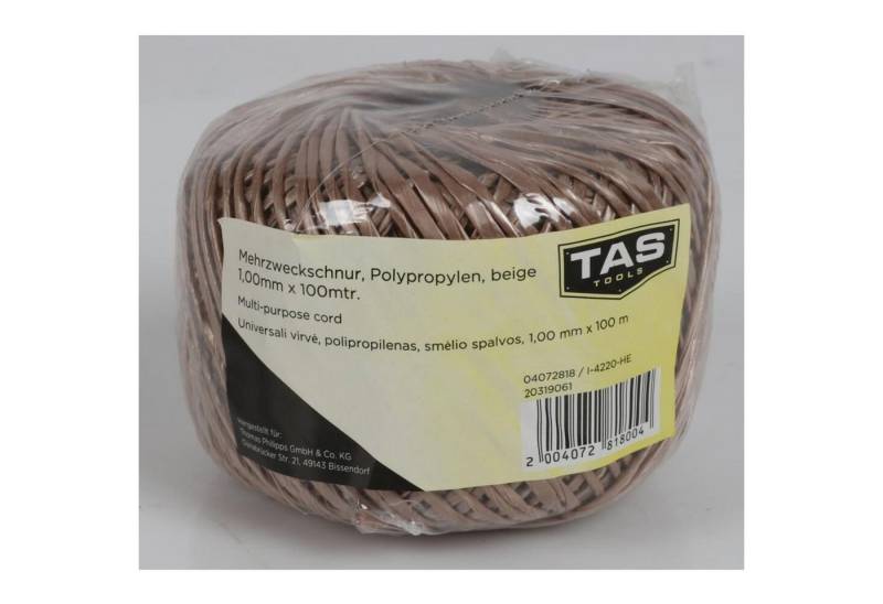 Toko 12x TAS Mehrzweckschnur 1Rll.x100m Polypropyl.beige 100m Rollen Seil von Toko