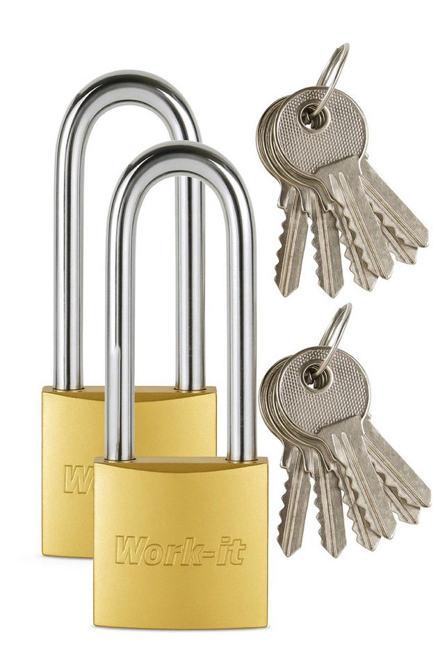 Toko Vorhängeschloss 1 Vorhängeschloss + 6 Schlüssel hoher Bügel gehärtetem Metall, (Packung, 2-tlg), 6 Schlüsseln je Schloss bietet Flexibilität von Toko