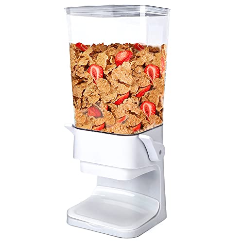 Tokokimo Müslispender, Zerkleinert Keine Cerealien Beim Ausgeben, Wandmontage Cereal Dispenser für Cornflakes, Pasta und Trockenfutter für Hunde, HBT: 42x16x16cm, 5L, Weiß - 1 Pièces von Tokokimo