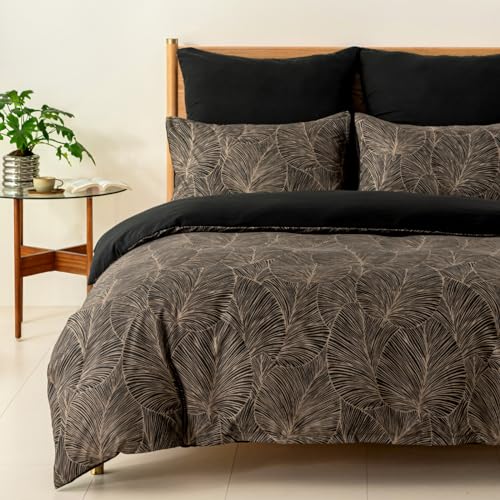 Tokokimo Bettwäsche-Set für Doppelbetten, Sommer-Bettwäsche-Set mit 2 Kissenbezügen, weiche Mikrofaser, 200 x 200 cm, Khaki/tropisches Blättermuster von Tokokimo
